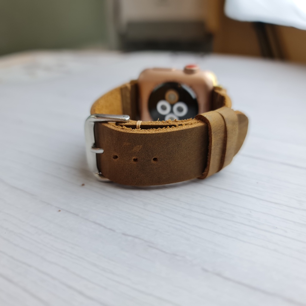 Dây Apple Watch Vnstrap dây đeo đồng hồ Apple Watch series 3 4 5 6 7 se da sáp ngựa 1 lớp 38mm 40mm 42mm 44mm iwatch