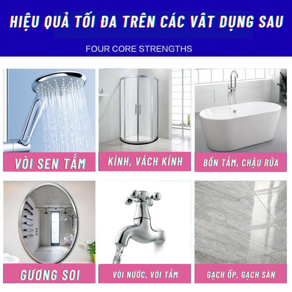 Bình xịt tẩy rửa đa năng siêu sạch tẩy cặn canxi trên kính và inox cho nhà tắm nhà bếp siêu sạch