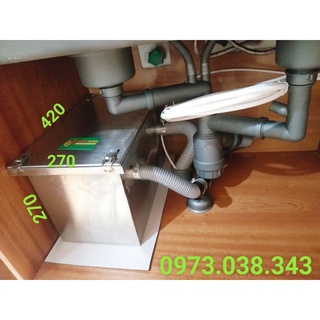 Bể lọc mỡ, tách mỡ 24 lít dùng cho gia đình, inox304 - cơ sở sản xuất bình minh 890