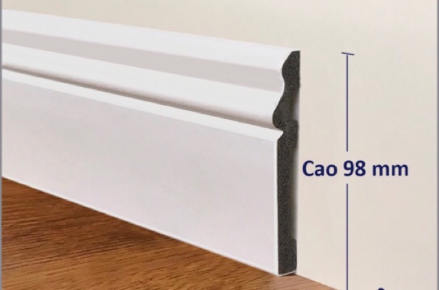 Phào chân tường nhựa màu trắng hoàn thiện bản 10cm