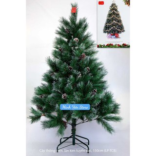 Cây thông cước lăn kim tuyến gắn trái thông 2M [TCB-6.6] chân sắt