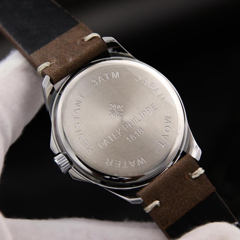 Đồng Hồ Nam Patek Dây Da Bò Mill Cao Cấp - Có Lịch Ngày, - Siêu Mỏng 8mm - Bảo Hành 12 Tháng