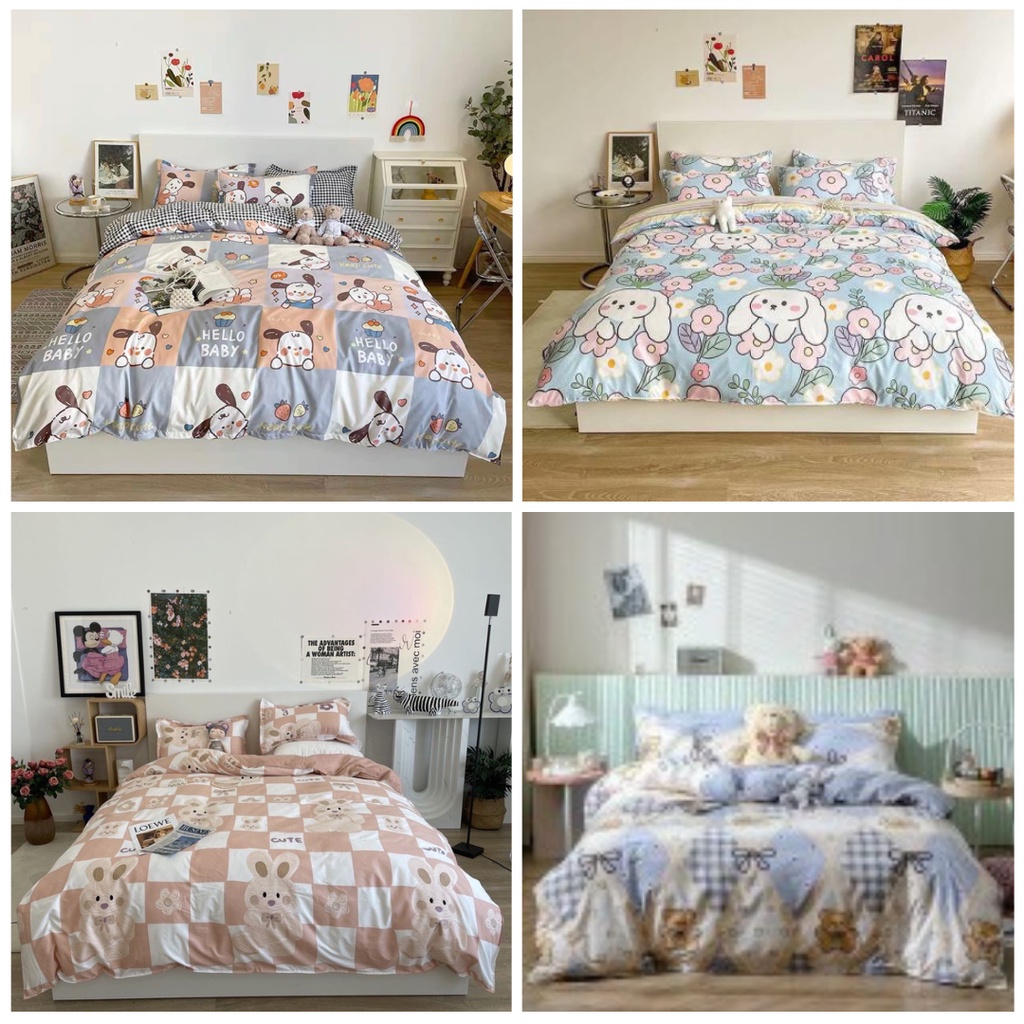 BỘ CHĂN GA GỐI COTTON POLY NHẬP KHẨU 100% ( CHĂN ĐÃ TRẦN BÔNG) HỌA TIẾT CON VẬT - ĐỦ KÍCH THƯỚC