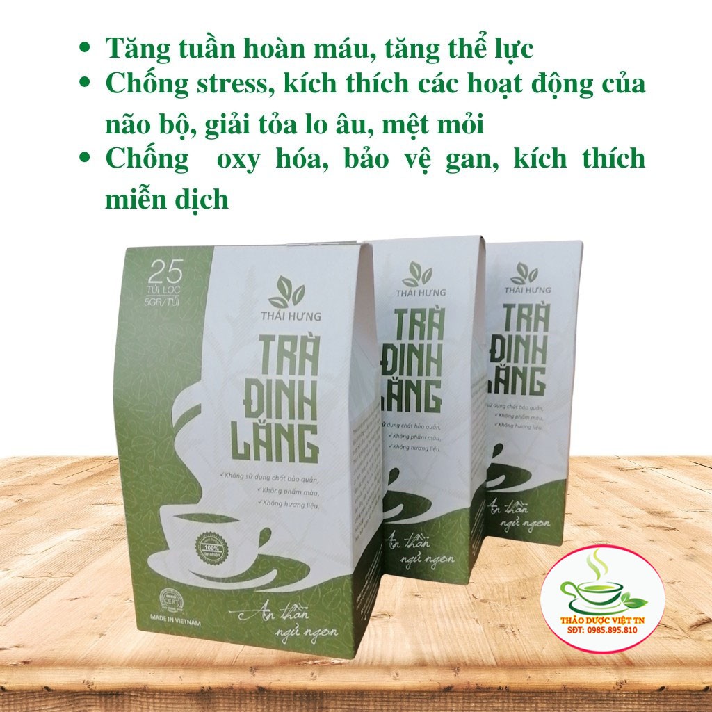 Trà Đinh Lăng Thái Hưng Giúp An Thần Ngủ Ngon Giảm Stress Rối Loạn Tiền Đình 25 Túi Lọc 125g Thảo dược việt TN