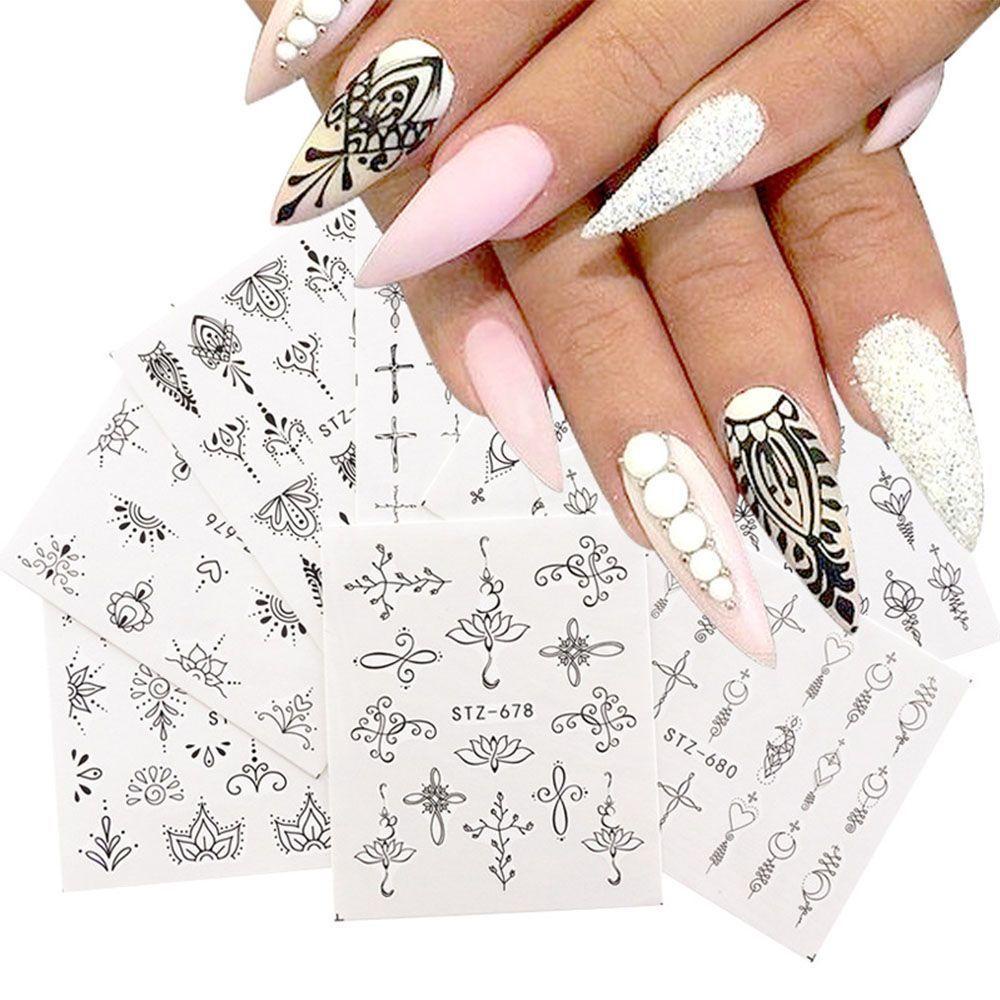 Miếng Dán Trang Trí Móng Tay Màu Đen Đẹp Mắt