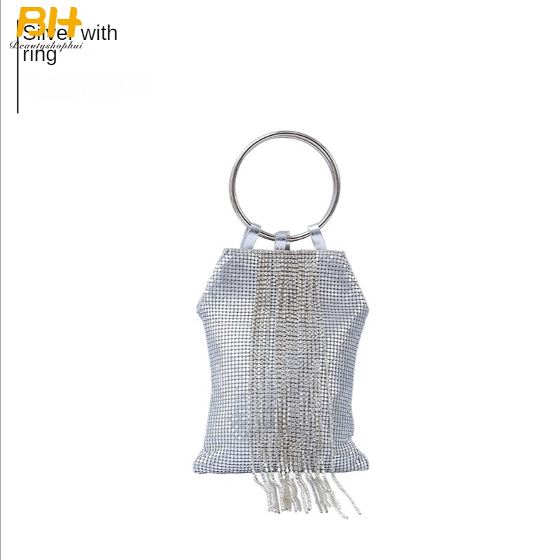 Túi Dự Tiệc Cầm Tay Bằng Nhôm Đính Kim Sa Và Tua Rua Kiểu Dáng Mới 2022 Cho Nữ