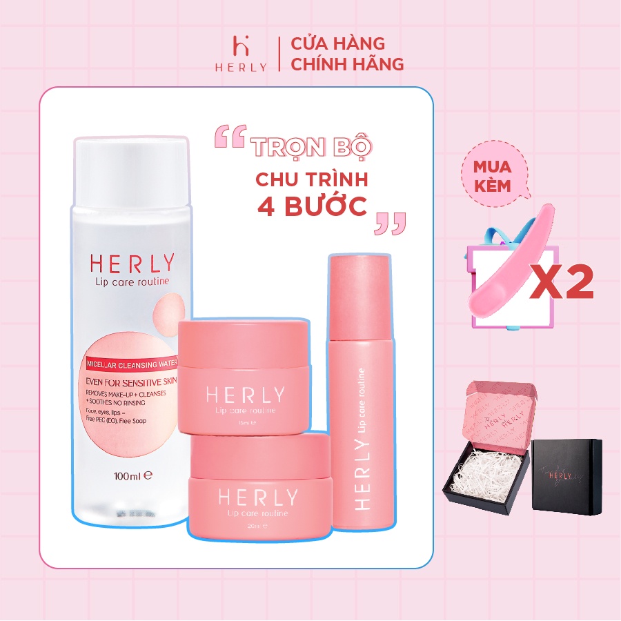 Bộ chu trình dưỡng môi 4 bước tái tạo sắc tố làm hồng môi toàn diện HERLY Lip Care Routine [HLCB6]