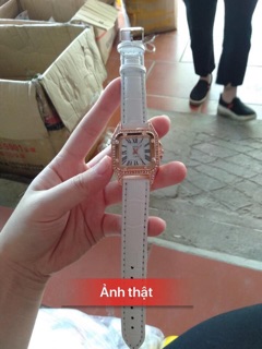 Đồng hồ nữ DZG dây da mặt đính đá