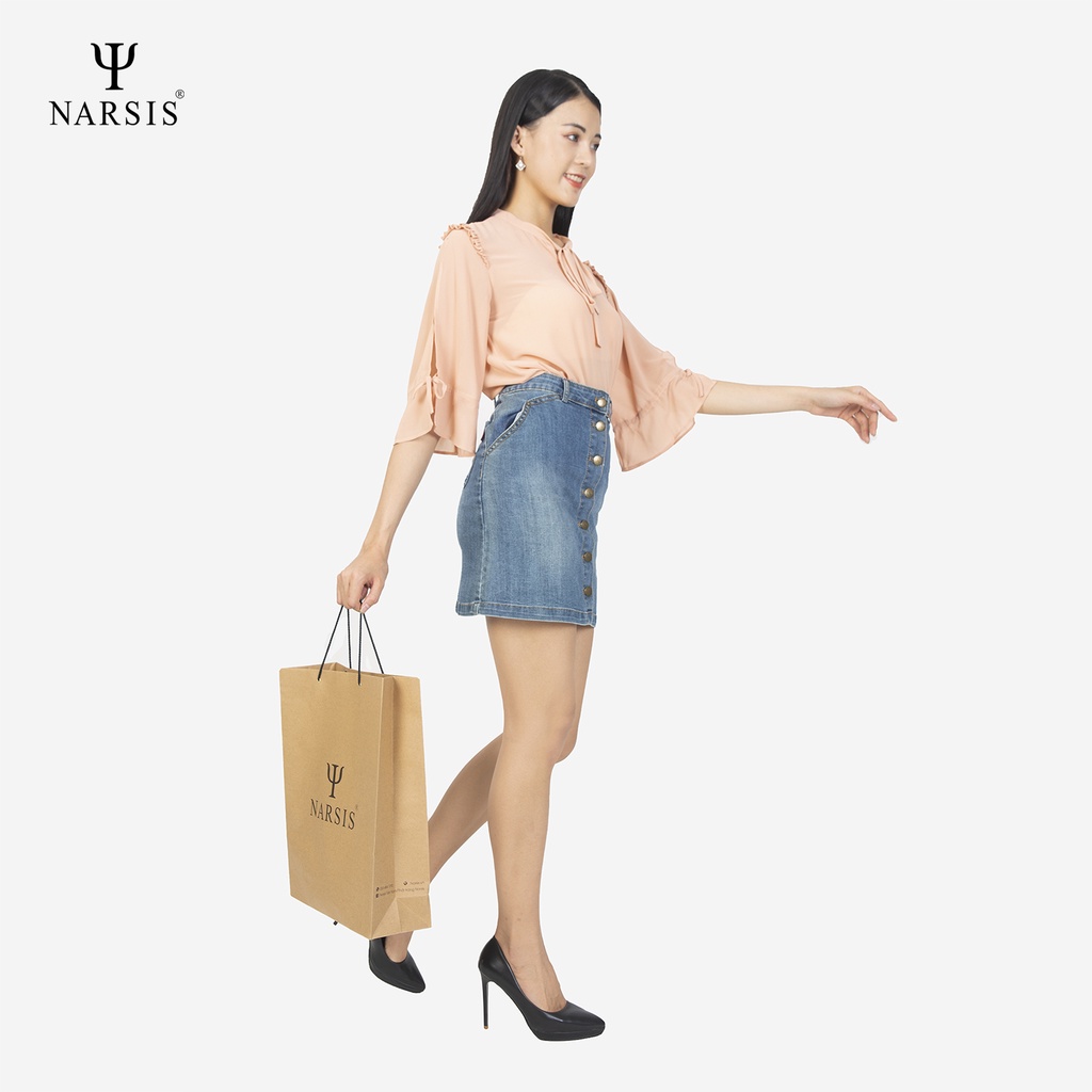 Áo nữ chifon tay lỡ màu cam hồng Narsis L9048