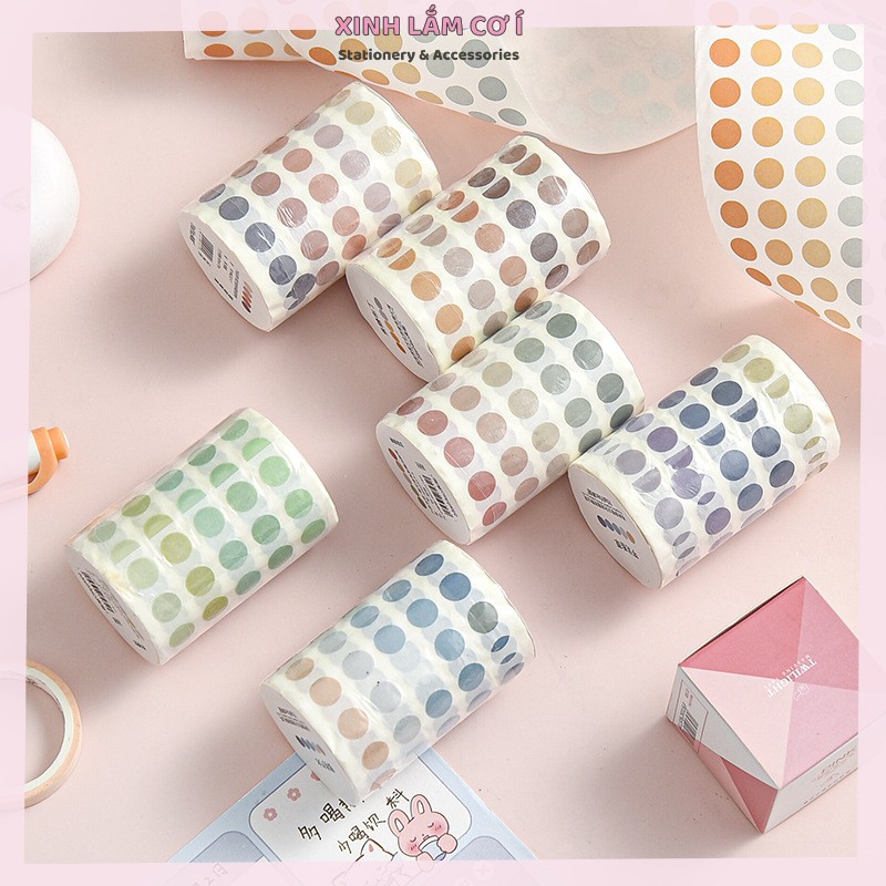 Cuộn 3M Băng Dán Washi Chấm Bi Decor Trang Trí Tiện Dụng [Xinh Lắm Cơ Í]