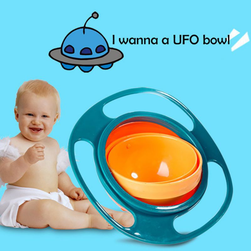 Bát đựng thức ăn chống đổ hình UFO có nắp đậy cho bé