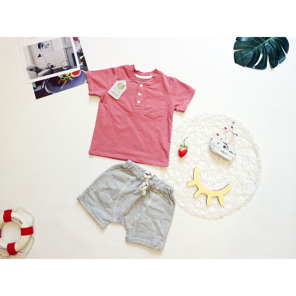 Bộ quần áo bé trai, áo thun trẻ em màu cam vải thun cotton cao cấp cho bé- Royal KIDS