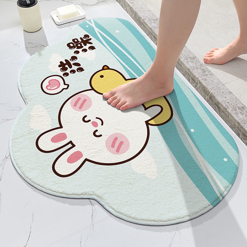 Thảm lót cửa chùi chân Chống Trượt Thấm Hút Tốt In Họa Tiết Hoạt Hình Dễ Thương Trang Trí Nhà Cửa