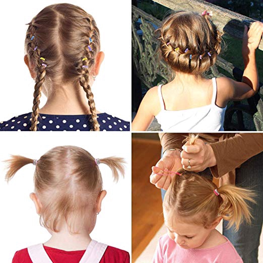 Set 1000 dây cột tóc co giãn nhiều màu đơn giản cho bé gái
