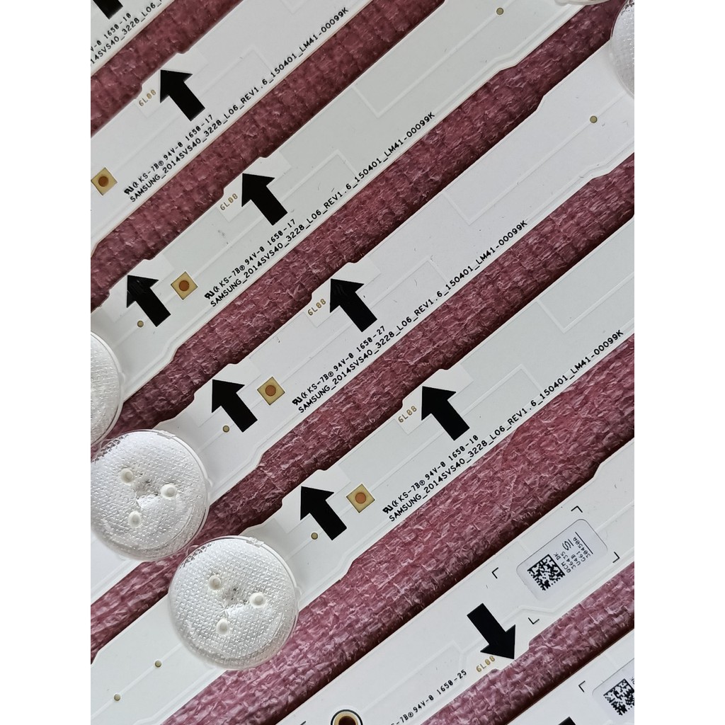 BỘ LED TIVI SAMSUNG 40H5500 40J5500 40H5552 40H6300 MỚI 100% LƯNG ĐỒNG HÀNG ZIN HÃNG, BỘ 5 THANH, MỖI THANH 9 BÓNG 3V