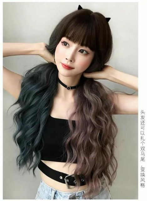Tóc nguyên đầu xù 2 màu đẹp