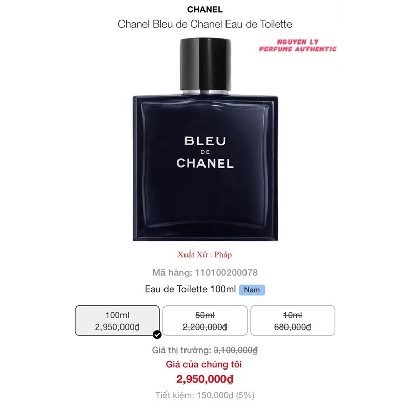 Nước Hoa Nam Chanel Bleu EDT EDP 100ml Hàng Chính Hãng