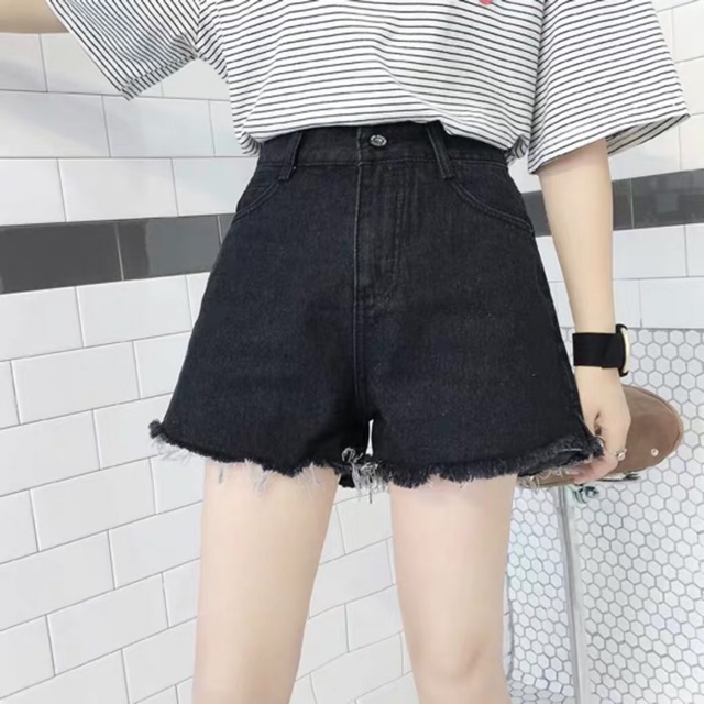 Quần Short Rách Cạp Cao_C5