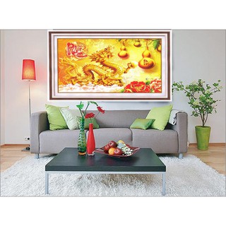Tranh đính đá Rồng chữ Phúc. Kích thước: 75x50cm
