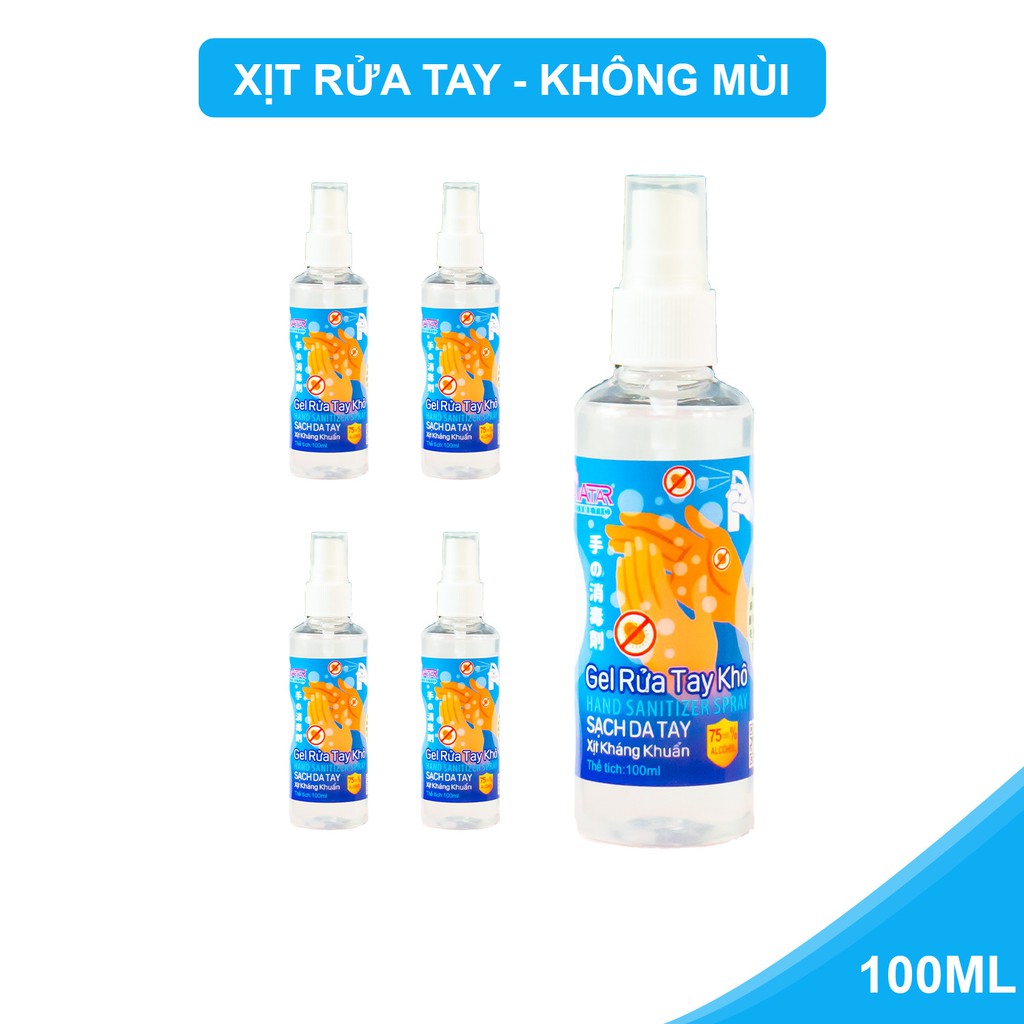 Combo 5 Chai Xịt Rửa Tay Làm Sạch Vượt Trội, X3 Dưỡng Ẩm Không Gây Khô Da AVATAR 100ml