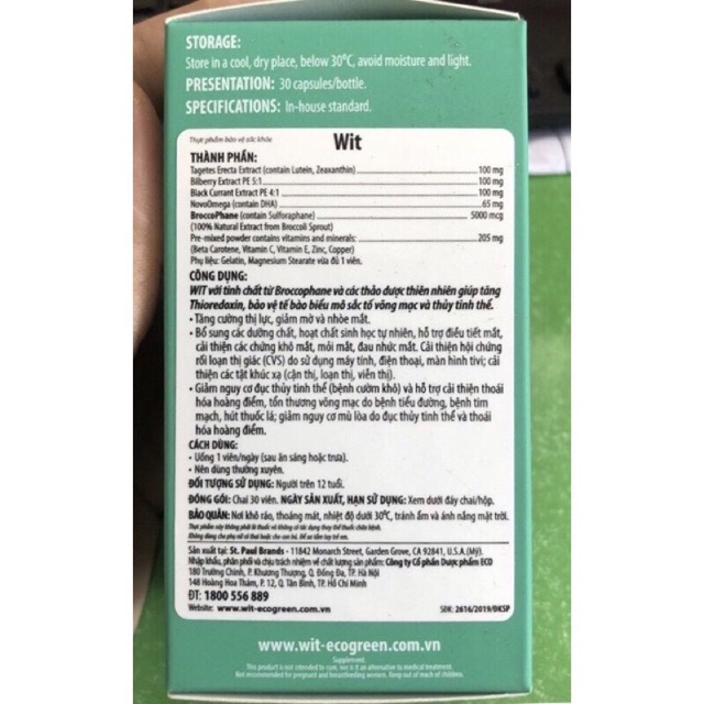✅( còn tem tích điểm )WIT viên uống bổ mắt lọ 30 viên | BigBuy360 - bigbuy360.vn