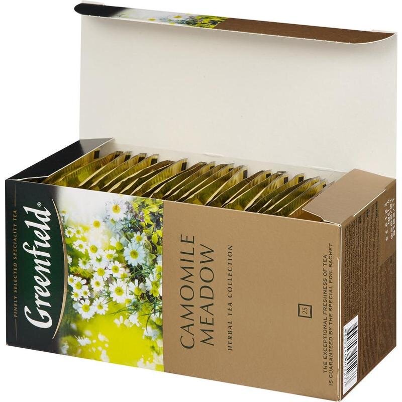 Trà hoa cúc GREENFIELD Camomile Meadow & Rich Camomile - trà thảo mộc giúp an thần, dễ ngủ, giảm căng thẳng stress