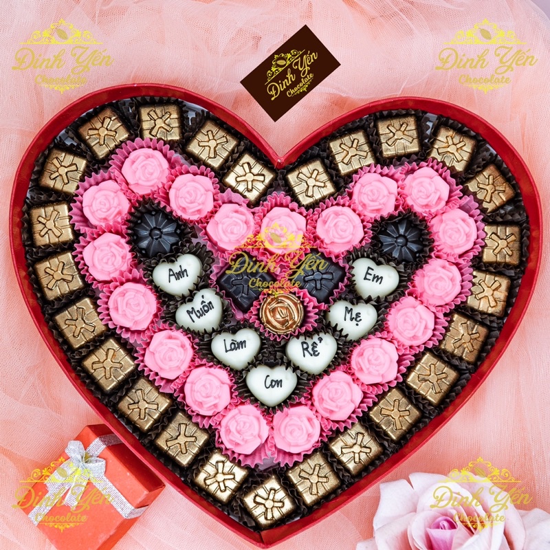 Hộp quà tặng socola valentine/30x3,5cm/M5B/55-57 viên