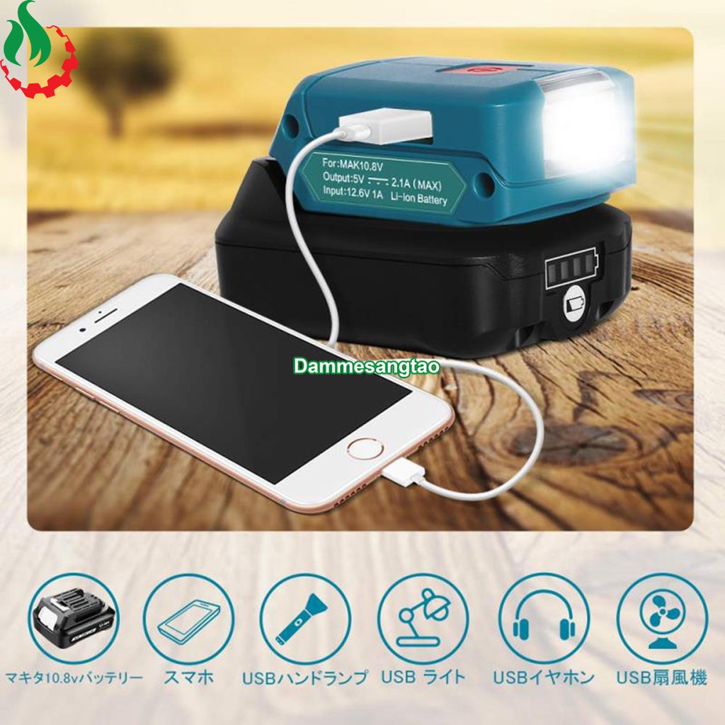 Đế sạc pin makita 12V max có cổng sạc điện thoại