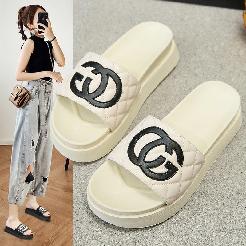 Dép quai ngang đế dày 1.97 inch size 35-40 thiết kế đơn giản cho nữ