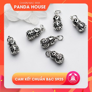 Charm bạc s925 hình hồ lô khắc hoa sen (charm treo) size 9x9x19mm - Panda House