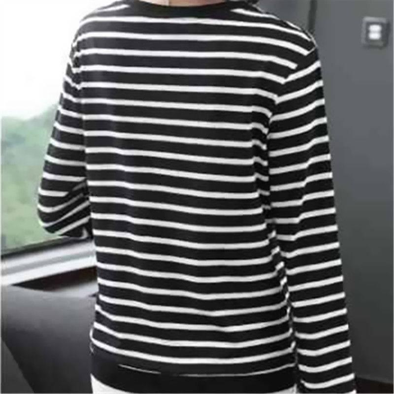 Áo thun tay dài họa tiết kẻ sọc thời trang cho phụ nữ trung niên