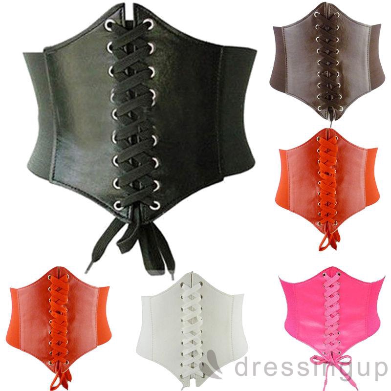 DRESSINGUP-Thắt Lưng Da Pu Bản To Có Thể Điều Chỉnh Kích Cỡ Cho Nữ