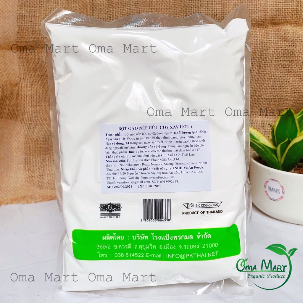 Bột gạo nếp hữu cơ Thái Lan 500g (xay ướt)