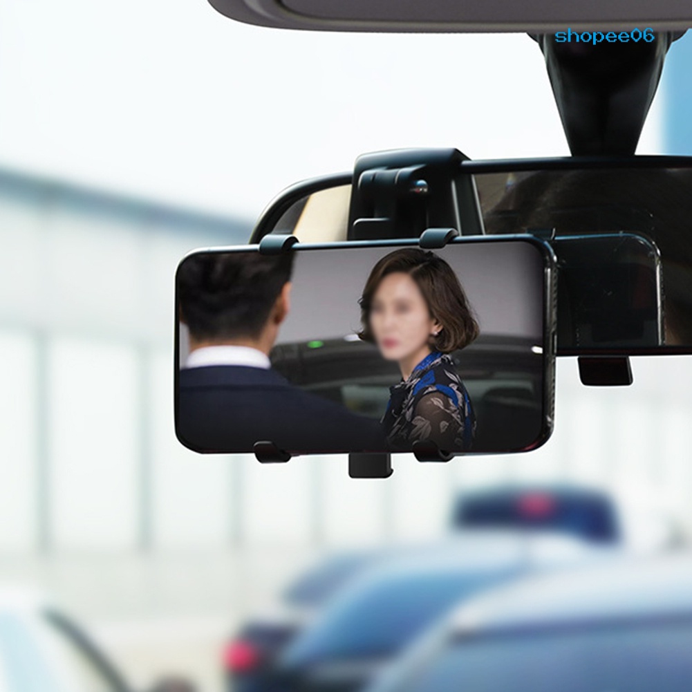 Giá Đỡ Điện Thoại Di Động Gắn Kính Chiếu Hậu Ô Tô Xoay 360 Độ