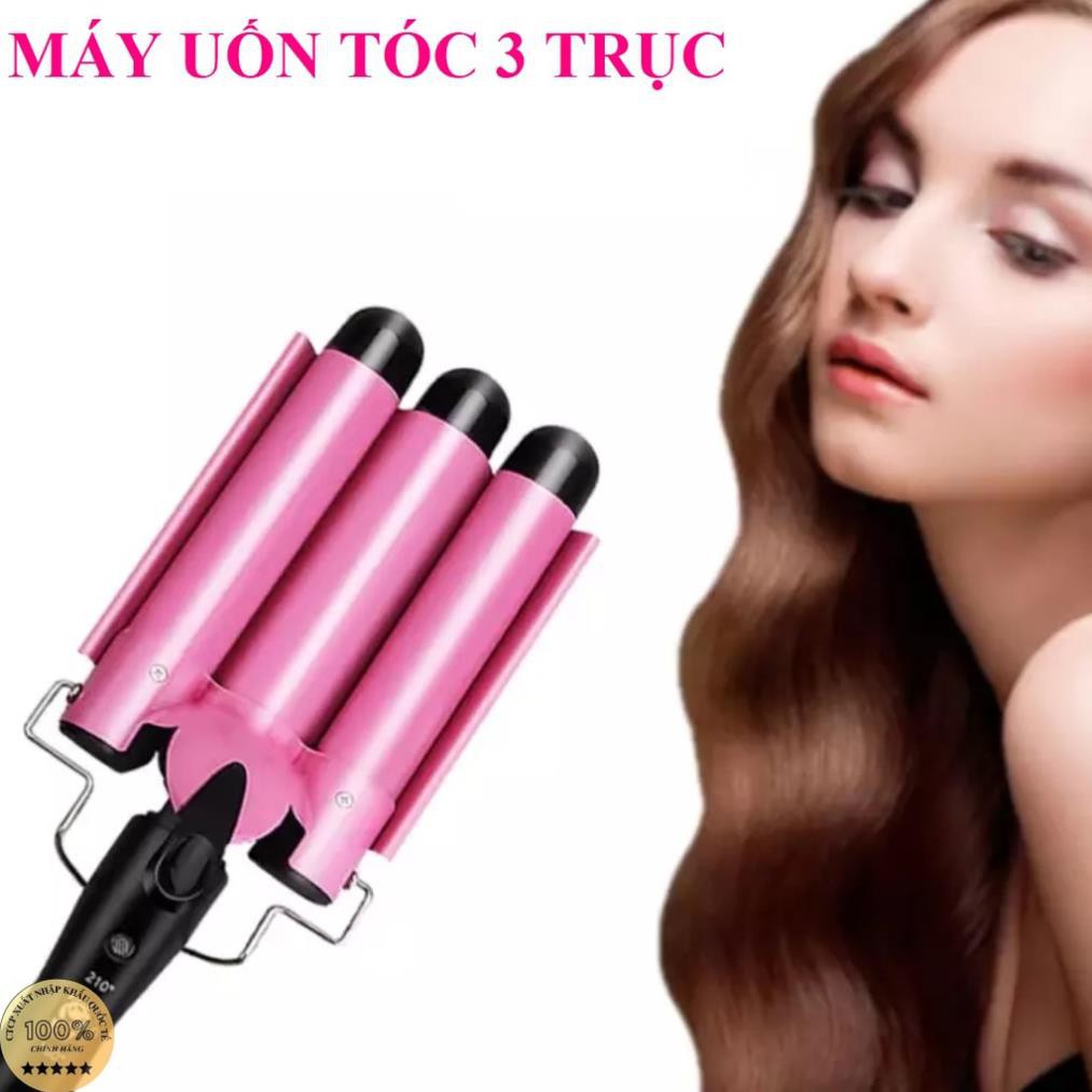 Máy uốn tóc 3 trục máy uốn xoăn máy làm xoăn tóc máy bấm tóc gợn sóng máy làm tóc xoăn máy uốn tóc tự động BH 12 tháng