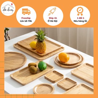 Khay gỗ, khay đựng đồ ăn, đĩa gỗ chụp ảnh decor kiểu Nhật chất liệu tre vintage