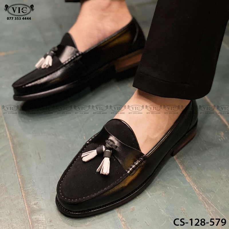 Giày da bò pha da lộn Nam - Nâng chiều cao siêu đẹp, Siêu đẳng cấp ,Đế gỗ phíp khâu chắc chắn. CS-128