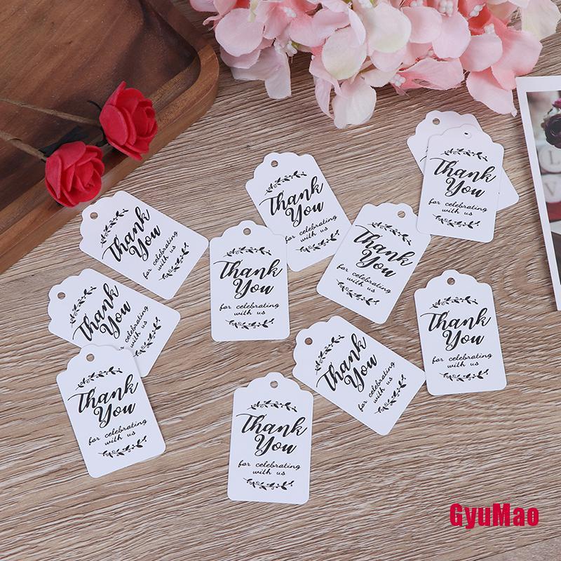 Set 100 Thẻ Giấy Kraft In Chữ Thank You Dùng Để Trang Trí Quà Tặng Tiệc Cưới