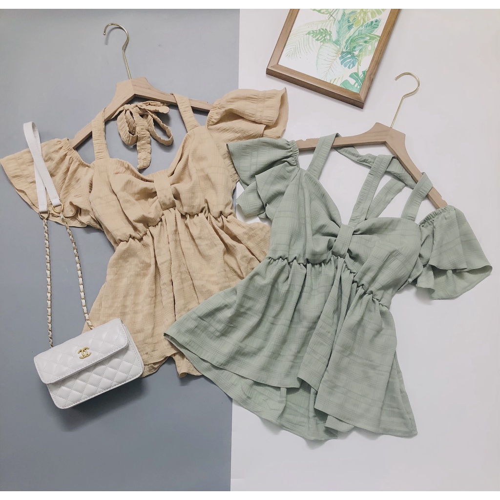 BIGSIZE Áo yếm trễ vai chất đũi 60-80kg Fabulous bigsize