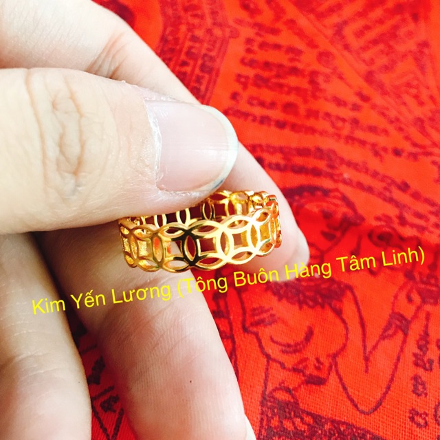 🎀 Nhẫn Kim Tiền Kèm Lá Kinh 5 dòng 🎀
