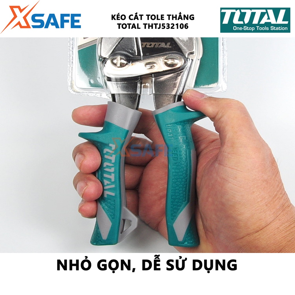 Kéo cắt tole thẳng TOTAL THTJ532106 Kéo cắt tôn dài 250mm, chất liệu hợp kim thép đặc biệt, bền bỉ - [XSAFE]