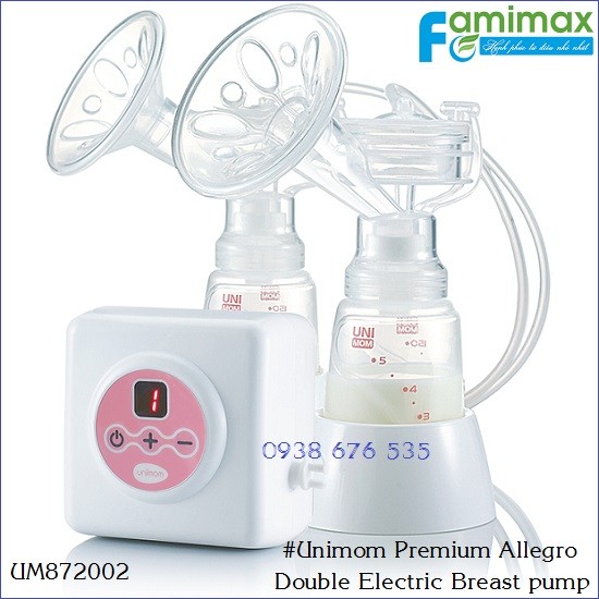 CHÍNH HÃNG BH 12 THÁNG- Máy hút sữa điện đôi - có matxa silicon Premium Allegro# Unimom UM872002