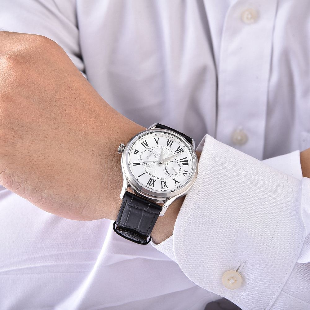 Đồng hồ Romanson Classic Man Watch TL3204FMWWH nam mặt mỏng kính chống xước, máy Thụy Sĩ, dây da cao cấp chính hãng