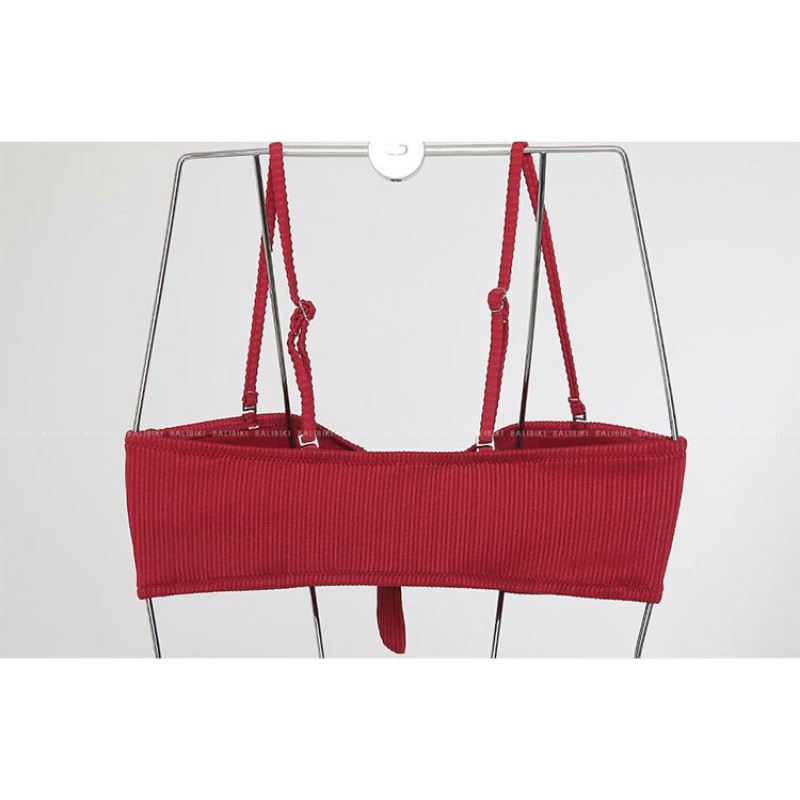 (Video+Hình Thật)Đồ Bơi Nữ Bikini Hàn Quốc Mới Nhất 2021 Mặc được 2 Kiểu 2 Mảnh Có Mút Lót Ngực Màu Đỏ Đô Swimwear | BigBuy360 - bigbuy360.vn