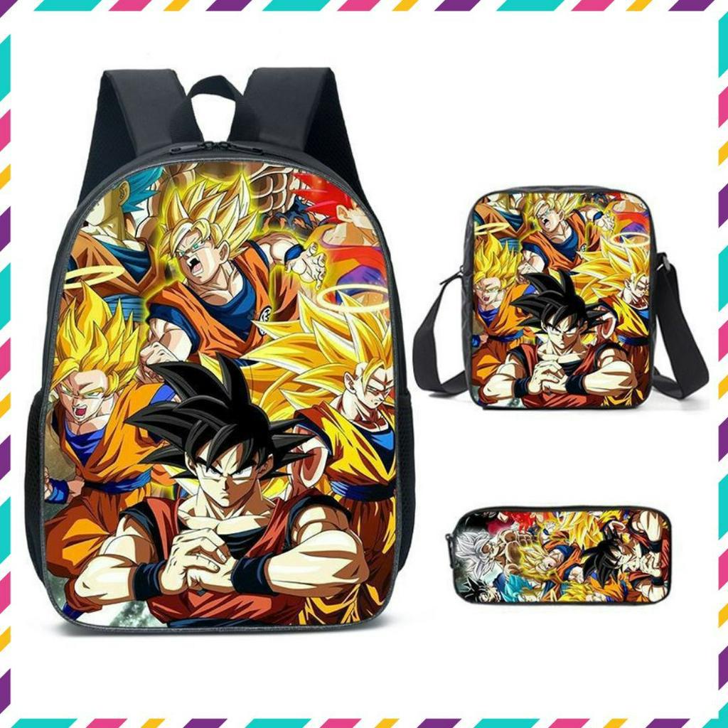 Balo đi học, balo học sinh cấp 1, túi đeo chéo, hộp bút hoạ tiết Dragon ball, Goku, Vegeta balo thời trang cho học sinh