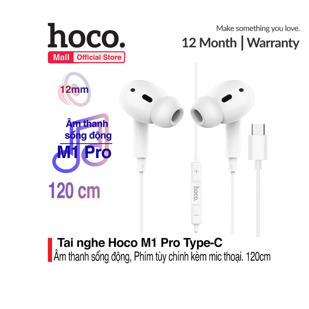 Tai Nghe Dây Hoco M1 Pro Chân Type-C Chức Năng Gọi Hỗ Trợ Dài 1.2M