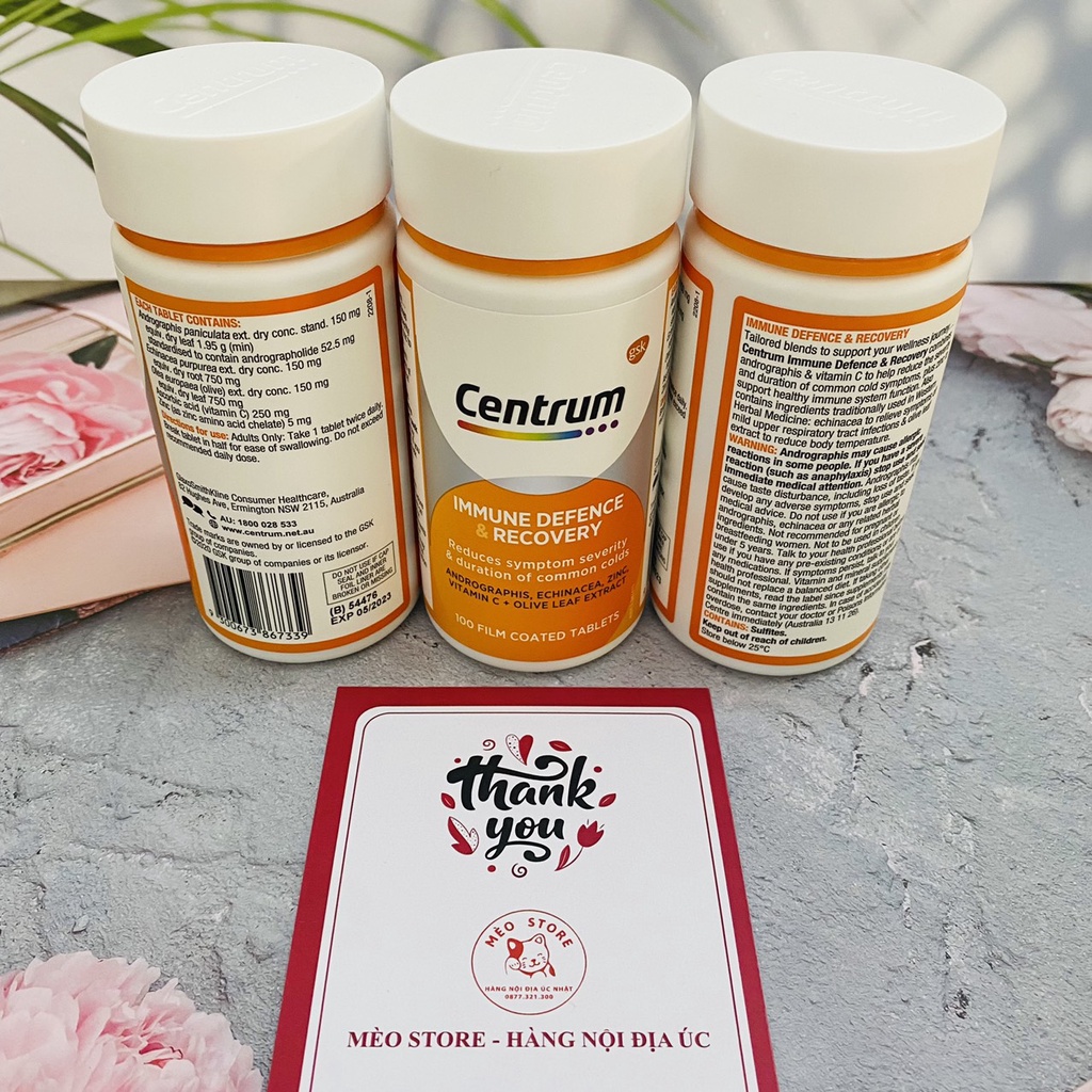 Tăng đề kháng Centrum Immune Defence & Recovery hộp 100 viên-Hàng nội địa Úc, có tem chemist