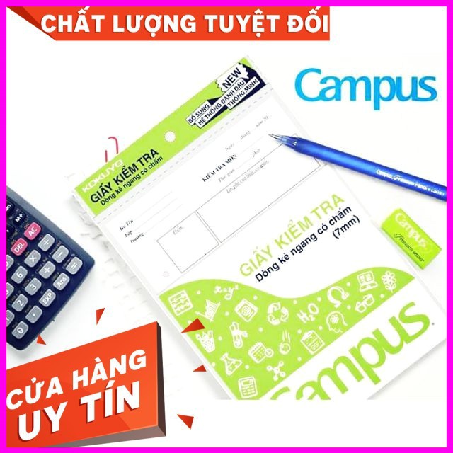 Giấy Kiểm Tra Kẻ Ngang 😍FREESHIP😍 Giấy Kiểm Tra Kẻ Ngang Campus Có Chấm