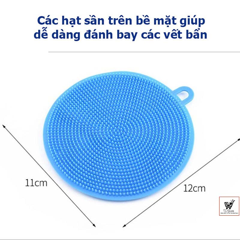 Miếng rửa bát chén dĩa Silicon tiện lợi cho nhà bếp - Miếng rửa chén bát xoong nồi Silicon có lỗ treo - RỬA BÁT SILICON