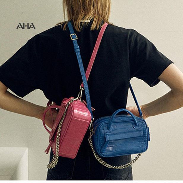 Túi xách AHA official họa tiết da cá sấu phối dây xích thời trang cho nữ